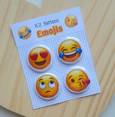 Cartela c/ 04 Bottons Tema Emojis