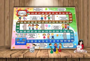 Tabuleiro Educativo Personalizado Dia das Crianças 2025