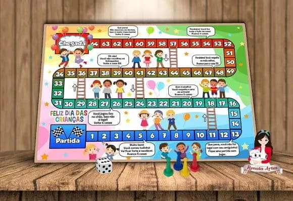Tabuleiro Educativo Personalizado Dia das Crianças 2025