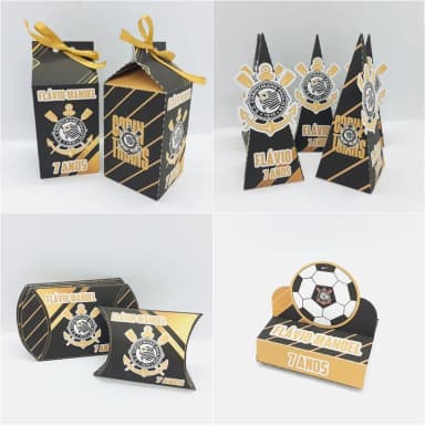 PEGUE E MONTE - Kit Festa CORINTHIANS - Decoração de Festa - Caixinhas Personalizadas