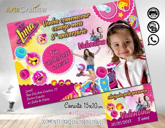 CONVITE DIGITAL C/TAG Soy Luna