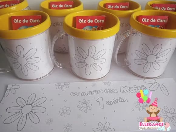 Caneca para Colorir Margaridas