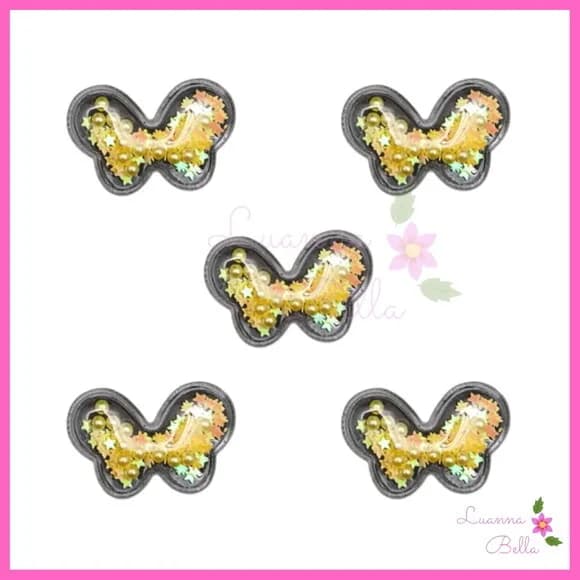 Aplique Borboleta Com Enchimento Amarela - Pct c/6 unds