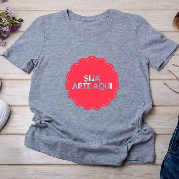 Camiseta Cinza Mescla Personalizada ? Unissex e Babylook