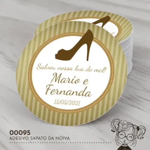Adesivo Redondo Sapato da Noiva - 00095