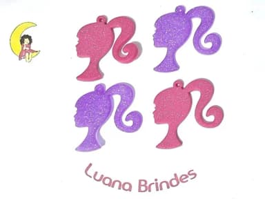 Pingente Boneca com Glitter Emborrachado Pacote C/6 Unidades