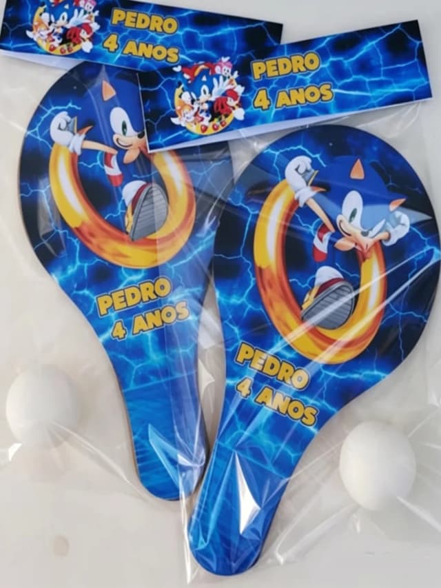 Raquete de Ping e Pong Personalizada para lembrancinhas do Sonic
