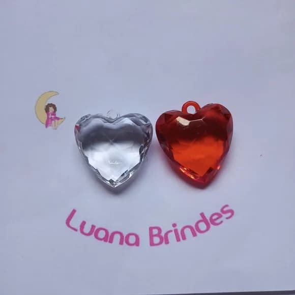 Pingente Coração Colorido Acrílico 4cm Pct 4 Unidades
