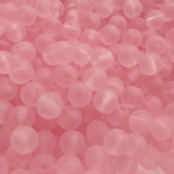 Bola Fosca Com Furo Rosa 8mm Pct 100 Unidades
