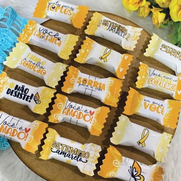 Balas Personalizadas Setembro Amarelo - 50 Unidades