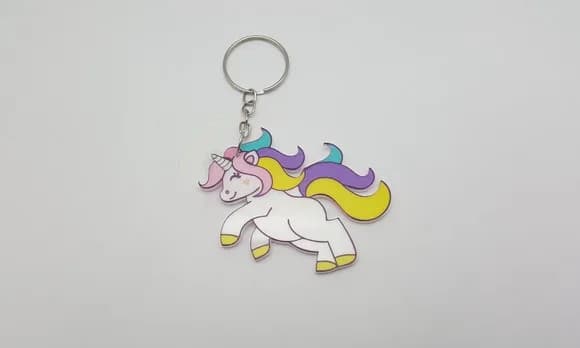 Chaveiro Unicórnio de Acrílico U.v. de 5,1cm Pacote C/4