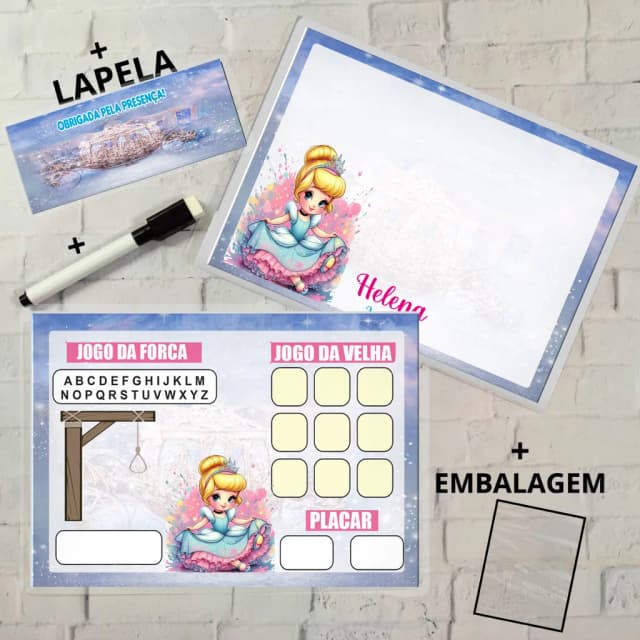 Lousa Magica Personalizada para lembrancinhas da Cinderela