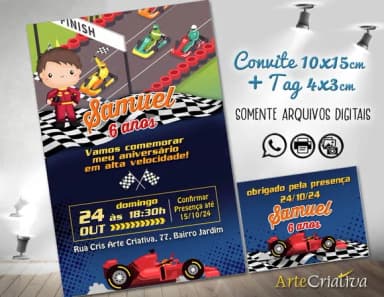 Convite Digital C/tag Corrida Fórmula 1