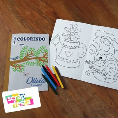 Revista Colorir + Giz de Cera Festa Jardim Encantado