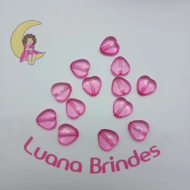 Coração Passante Pink Acrilico 14mm Pct 30 Unidades