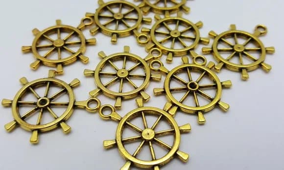 Pingentes Leme em Metal Dourado de 2,7cm Pct 10 Unidades