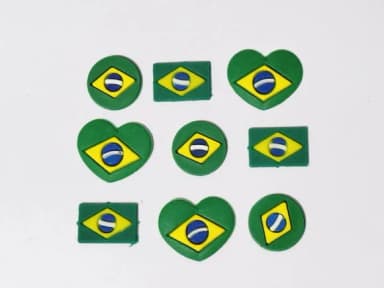 Mini Bandeira do Brasil Emborrachado Pacote com 15 Unidades