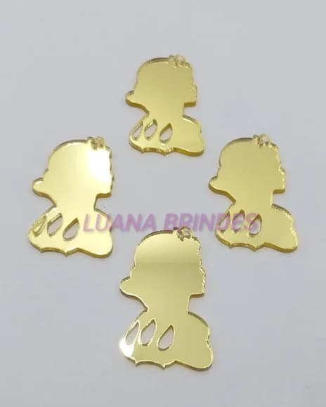 Aplique Branca de Neve Acrílico Dourado Espelhado Pct C/6 Pç