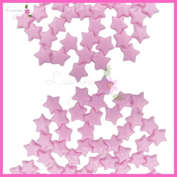 Missanga estrela rosa c/ furo passante - Pct c/70 unids