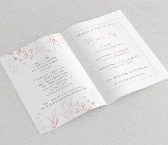 Livrinho De Orações Batizado - Folhagem Rosa