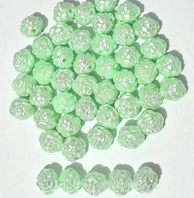 Pérola Flor Verde 12mm - Pct com 50 Unidades