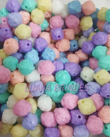 Bolinhas de Flores Coloridas - 10mm - pct com 100 unidades