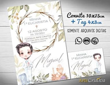 Convite Digital C/tag Primeira Comunhão Menino 3
