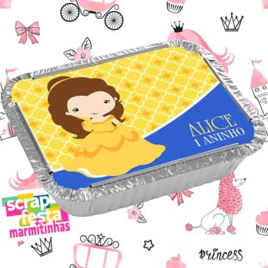 Marmitinha Personalizada Festa a Bela e a Fera Cute