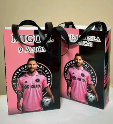Sacolinhas Personalizada Inter Miami Messi Lembrancinhas Para Aniversário