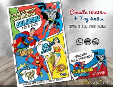 CONVITE DIGITAL C/TAG Liga da Justiça Gibi