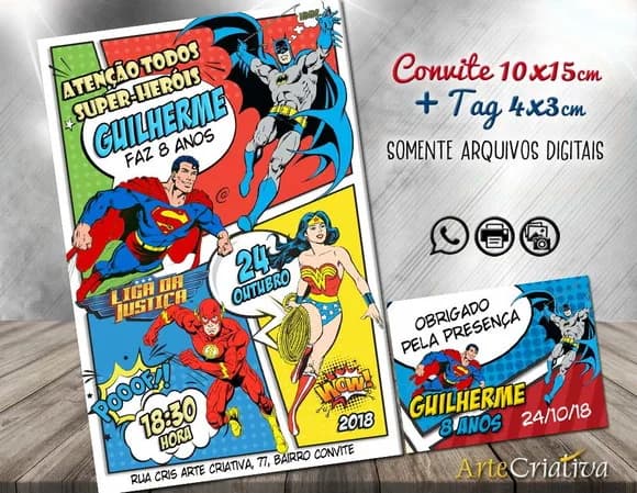 CONVITE DIGITAL C/TAG Liga da Justiça Gibi