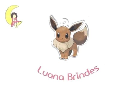 Pingente Pokémon Eevee Acrilico Impresso Pacote C/5 Unidades