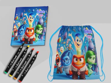 Kit Mochila e Revista de colorir com Canetinhas Divertidamente