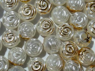 Bola Flor Creme com Dourado 8mm Pacotes com 100 Unidades