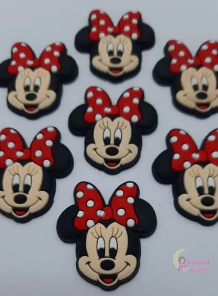 Aplique Minnie Carinha de Borracha - Pct C/7 Unidades