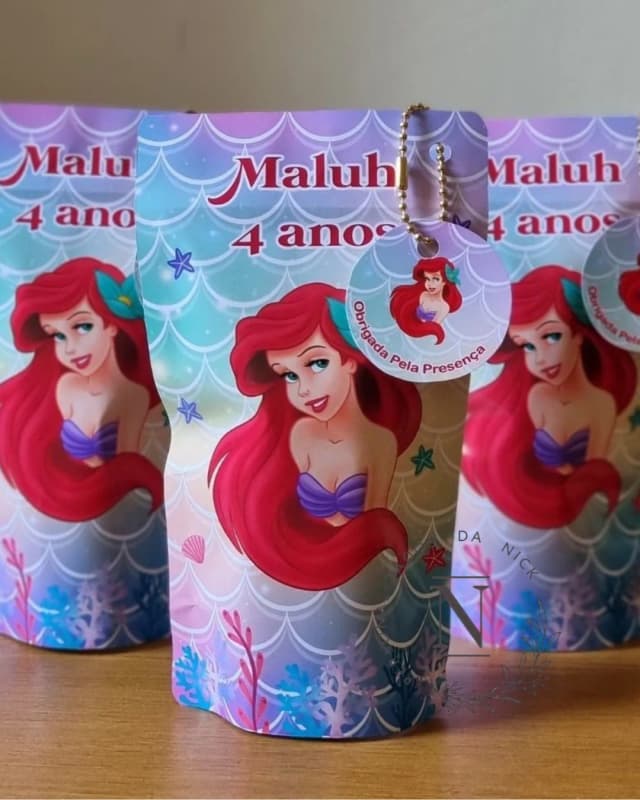 Saquinho Zip Lock 10x17 Lembrancinha Ariel