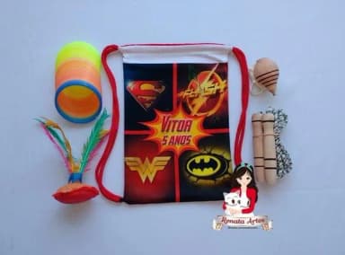 Mochila Boa Infância Tema Liga da Justiça Símbolos