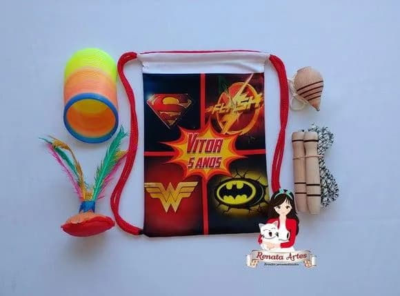 Mochila Boa Infância Tema Liga da Justiça Símbolos