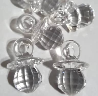 Pingente Chupetinha Transparent Facetada 2,6cm - 10 Unidades