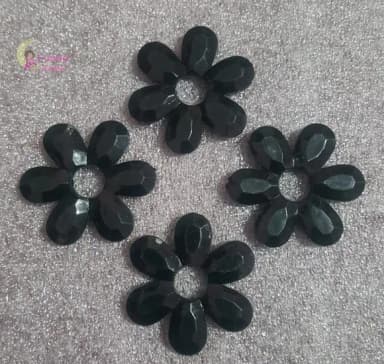 Flor Preta Facetada Furo Passante 4,5cm Pct 6 Unidades