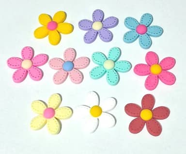 Aplique Flor Colorida Emborrachado Pacote com 10 Unidades