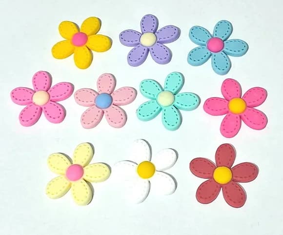 Aplique Flor Colorida Emborrachado Pacote com 10 Unidades