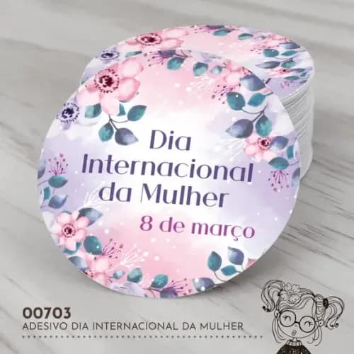 Adesivo Redondo Dia Internacional da Mulher - 00703