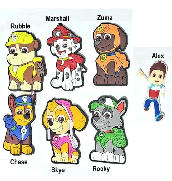 Aplique Patrulha Canina 5cm Emborrachado Pcts com 7 Peças