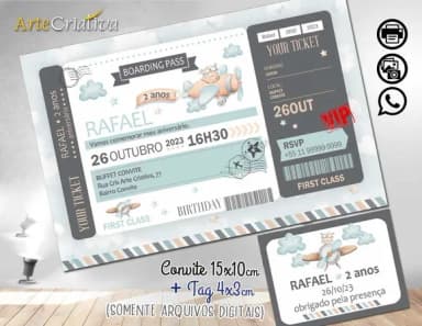 Convite Digital C/tag Voucher Aviador