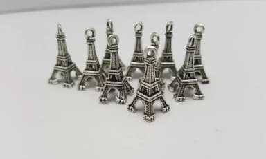 Pingente da Torre Eiffel Prata Velha de 1,9cm - 12 Unidade