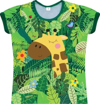Camiseta Infantil Feminina Girafa na Floresta