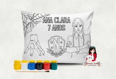 Almofada com Tinta para Colorir Wandinha