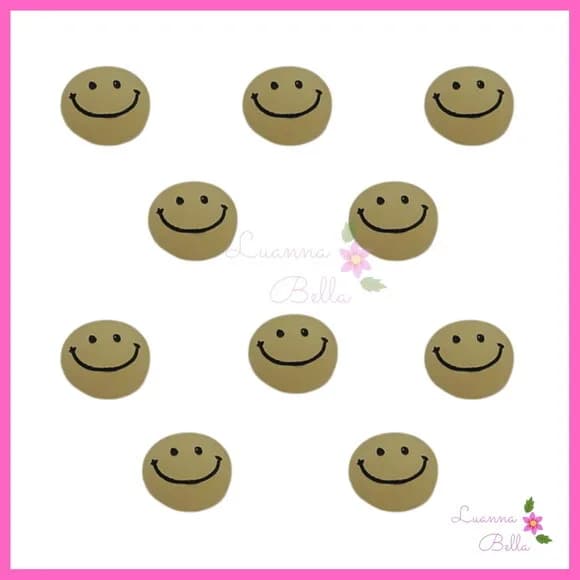 Aplique Carinha Feliz Amarela de resina - Pct c/ 7 unidades