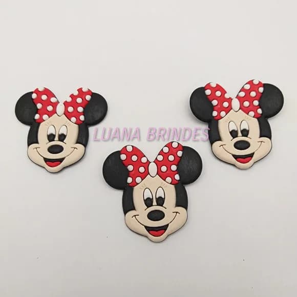 Aplique Emborrachado - Carinha da Minnie - 5 unidades